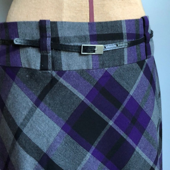 NYCC Plaid Yoked A-Line Below Knee Skirt - Picture 6 of 9